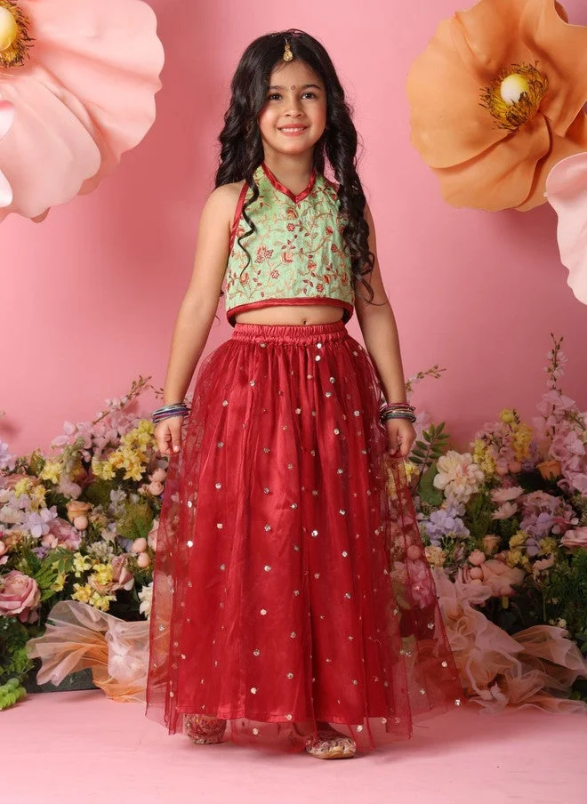 Saka Designs Girls Embroidered Sequinned Lehenga & Choli Set
