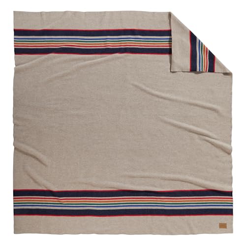Pendleton National Park Blanket Queen 90" x 90" - 100% Wool, Soft and Durable Throw for Home & Outdoor Adventures, Iconic Park Stripes Collectible Keepsake - Yellowstone - Image 1