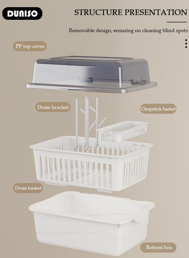DUNISO Baby Bottle Drying Rack Storage, Large Nursing Bottle Storage Box Organizer with Cover, Portable Kitchen Cabinet Organizer, Easy to Clean Drainer, Durable counter top Dryer(Complimentary bracket) - Image 5