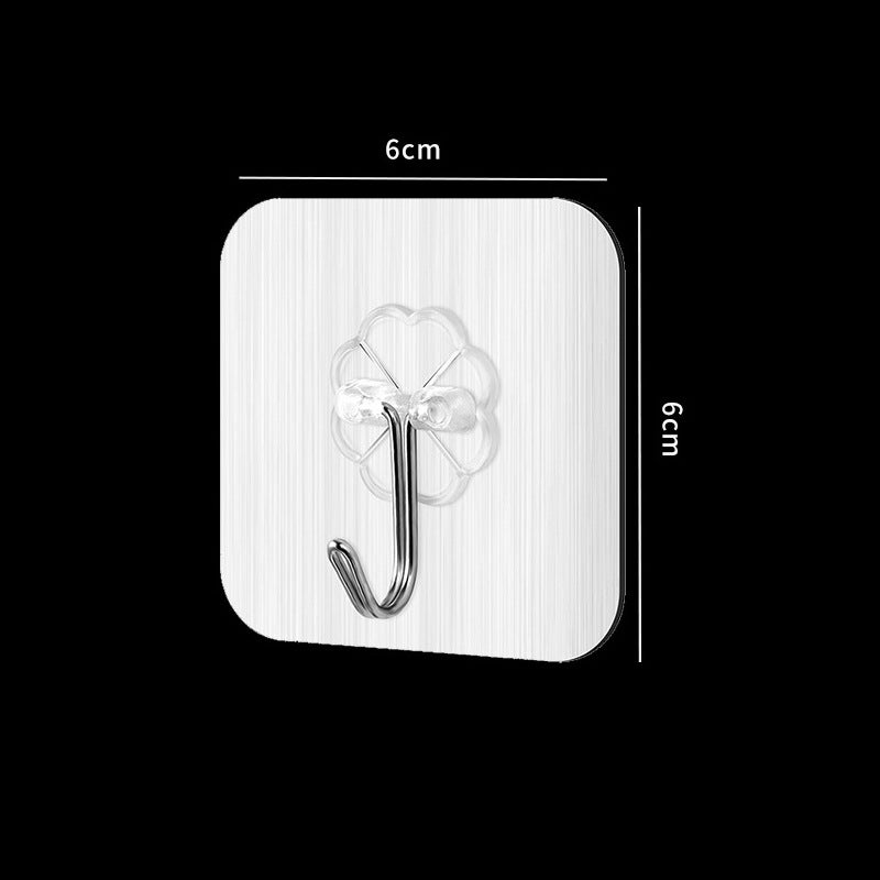 Transparent No-Drill Adhesive Hooks, Heavy Duty Stainless Steel Wall Hooks  30kg