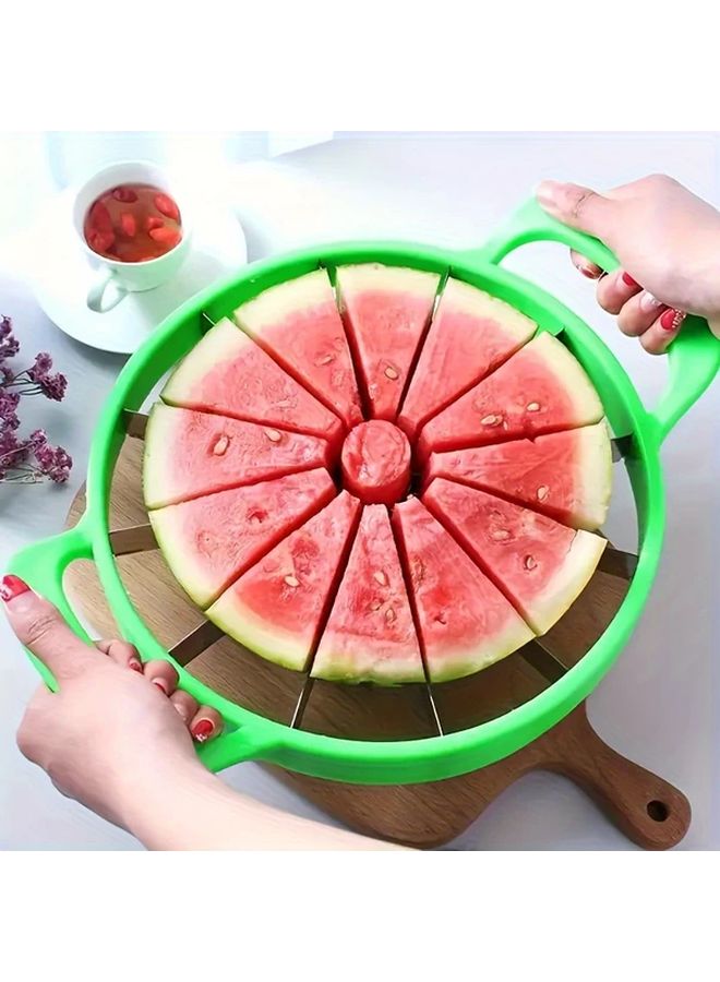 Durable Stainless Steel Watermelon Slicer Ergonomic Green Handle 1pc - Image 4