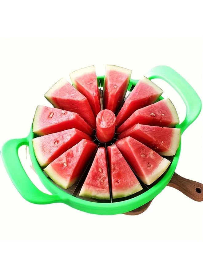 Durable Stainless Steel Watermelon Slicer Ergonomic Green Handle 1pc - Image 2