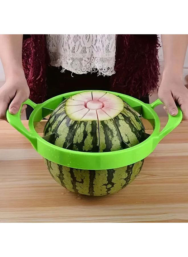 Durable Stainless Steel Watermelon Slicer Ergonomic Green Handle 1pc - Image 1