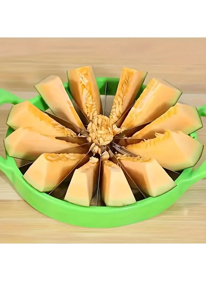 Durable Stainless Steel Watermelon Slicer Ergonomic Green Handle 1pc - Image 3