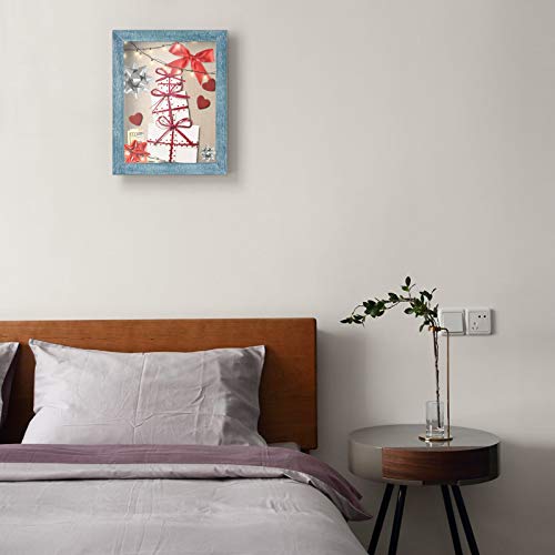 Love-KANKEI Shadow Box Frame 8x10 Shadow Box Display Case with Linen Back Memorabilia Awards Medals Photos Memory Box Gift Rustic Blue - Image 2