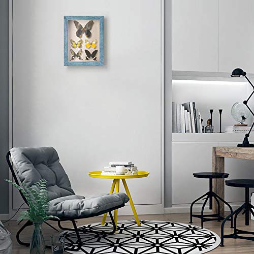 Love-KANKEI Shadow Box Frame 8x10 Shadow Box Display Case with Linen Back Memorabilia Awards Medals Photos Memory Box Gift Rustic Blue - Image 3