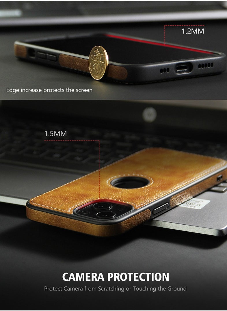 Generic Phone 14 Pro Max Case, Vegan Leather Case for iPhone 14 Pro Max 6.7 Inch, Luxury, Elegant u0026 Beautiful Design Case, Non-Slip Retro Look Perfectly Stitched Leather Case (Brown)  - Image 2