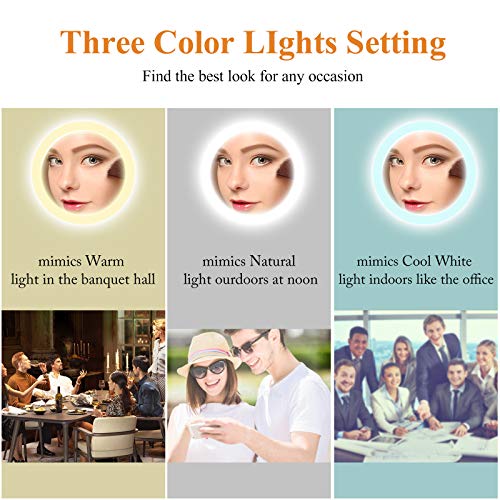 GURUN 8.5 Inch Tabletop LED Lighted Makeup Mirror with 10x Magnification Double Sided Vanity Mirror Plug Power Chrome Finish M2208D(8.5in,10x) - Image 3