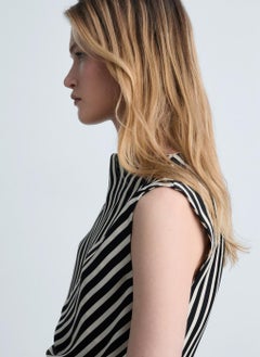 MANGO Striped Perkins-Neck Blouse  - Image 3