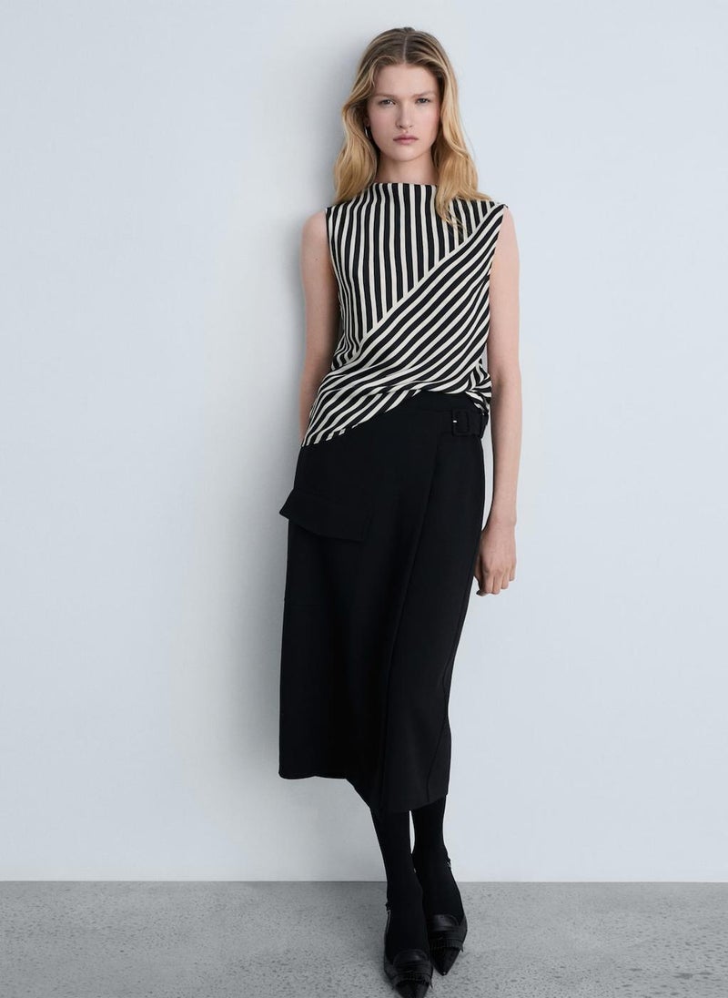 MANGO Striped Perkins-Neck Blouse  - Image 4