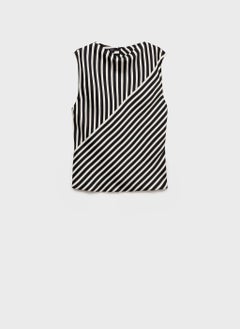 MANGO Striped Perkins-Neck Blouse  - Image 5