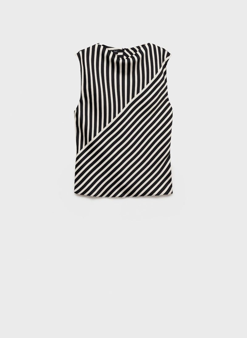 MANGO Striped Perkins-Neck Blouse  - Image 5
