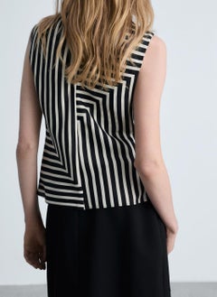 MANGO Striped Perkins-Neck Blouse  - Image 2