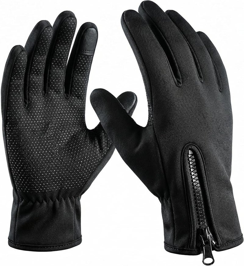 HYX Unisex Thermal Winter Gloves - Windproof & Water-Resistant Touchscreen Sports Gloves for Running, Cycling & Hiking - Anti-Slip Silicone Grip - Premium Fleece Lined Black Performance Gloves，Size M - Image 1