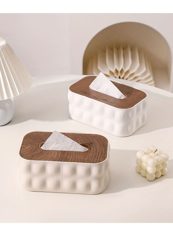 Fresh Green Wooden Cover Tissue Box Large Capacity Holder For Home Decor - Image 2