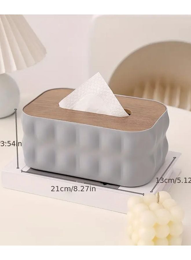 Fresh Green Wooden Cover Tissue Box Large Capacity Holder For Home Decor - Image 4