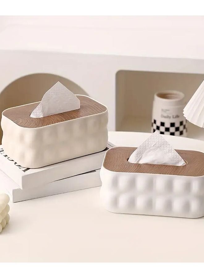 Fresh Green Wooden Cover Tissue Box Large Capacity Holder For Home Decor - Image 5