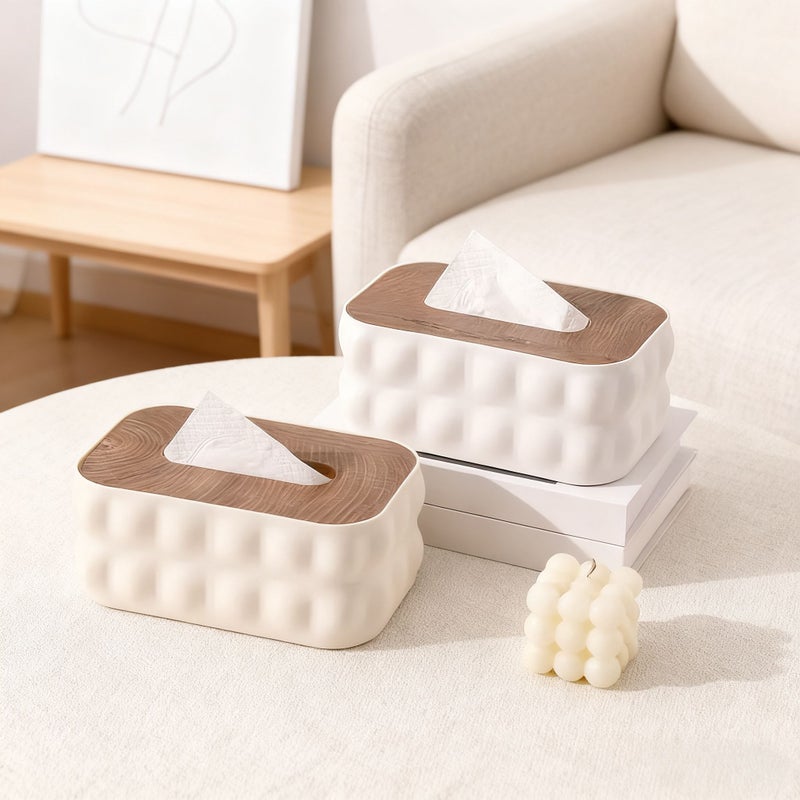 Fresh Green Wooden Cover Tissue Box Large Capacity Holder For Home Decor - Image 3