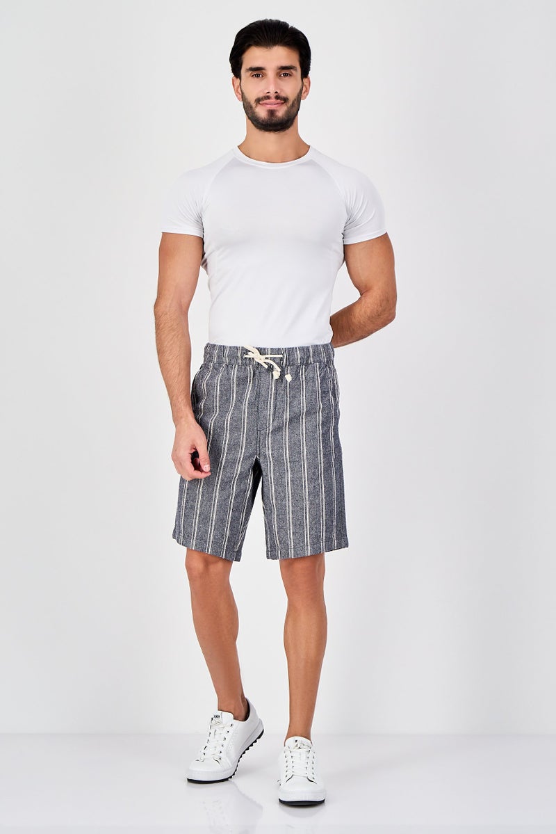 Celio Men Stripe Basic Shorts, Grey - Image 3