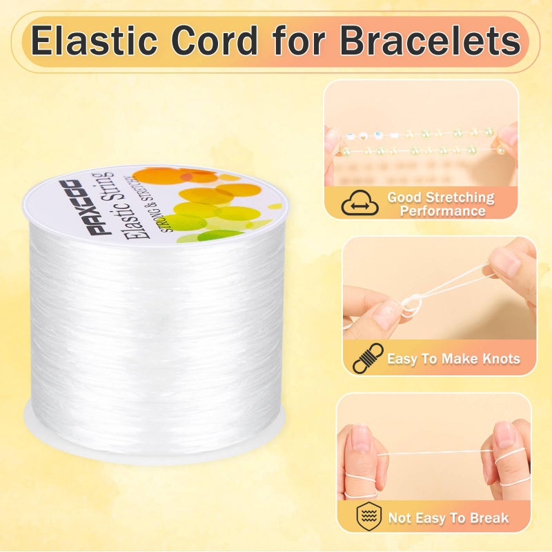 Paxcoo 1.4 mm Elastic Bracelet String Cord, White Stretch Bead Cord for Bracelet Making - Image 2
