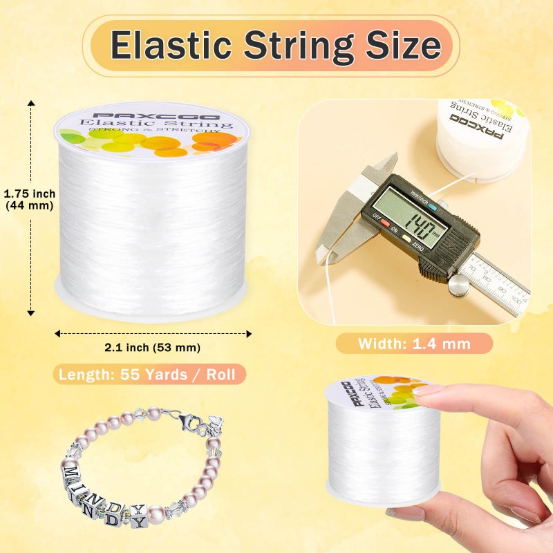 Paxcoo 1.4 mm Elastic Bracelet String Cord, White Stretch Bead Cord for Bracelet Making - Image 3