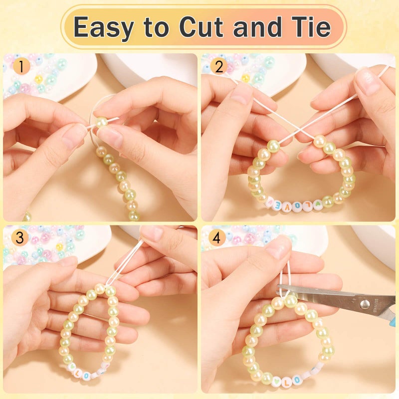 Paxcoo 1.4 mm Elastic Bracelet String Cord, White Stretch Bead Cord for Bracelet Making - Image 4