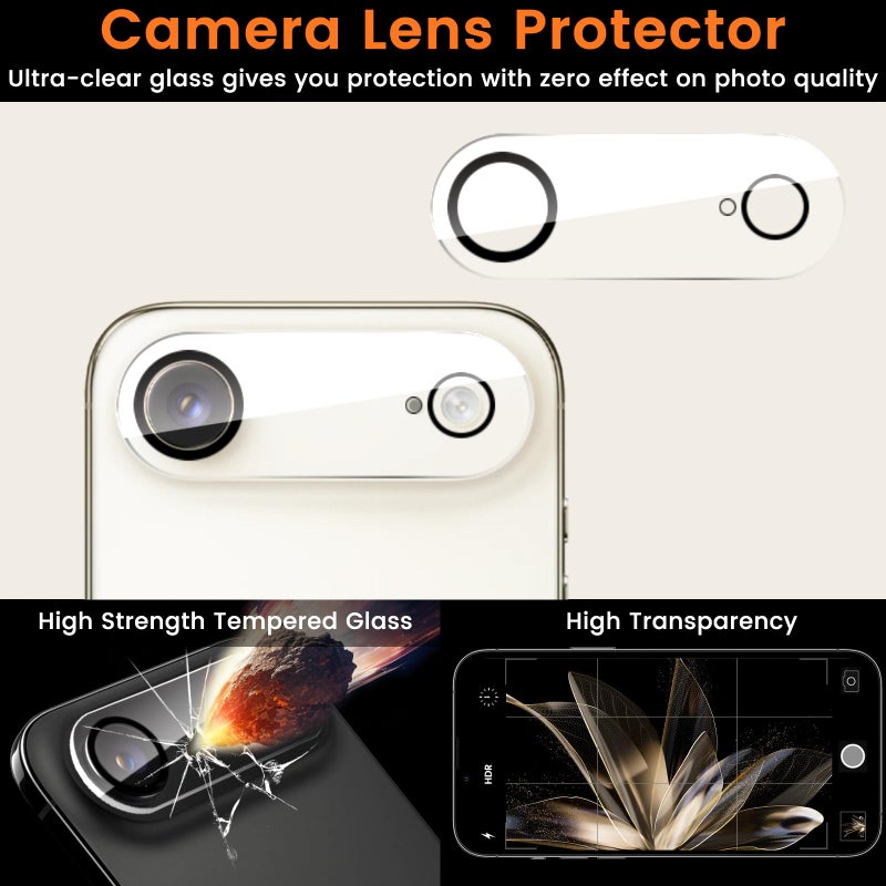 Lesakit 4 Pack Privacy Screen Protector for iPhone 17 Air 6.5-Inch with 4 Pack Camera Lens Protector, Anti Spy Tempered Glass Film 9H Hardness Bubble Free Case Friendly - Image 5