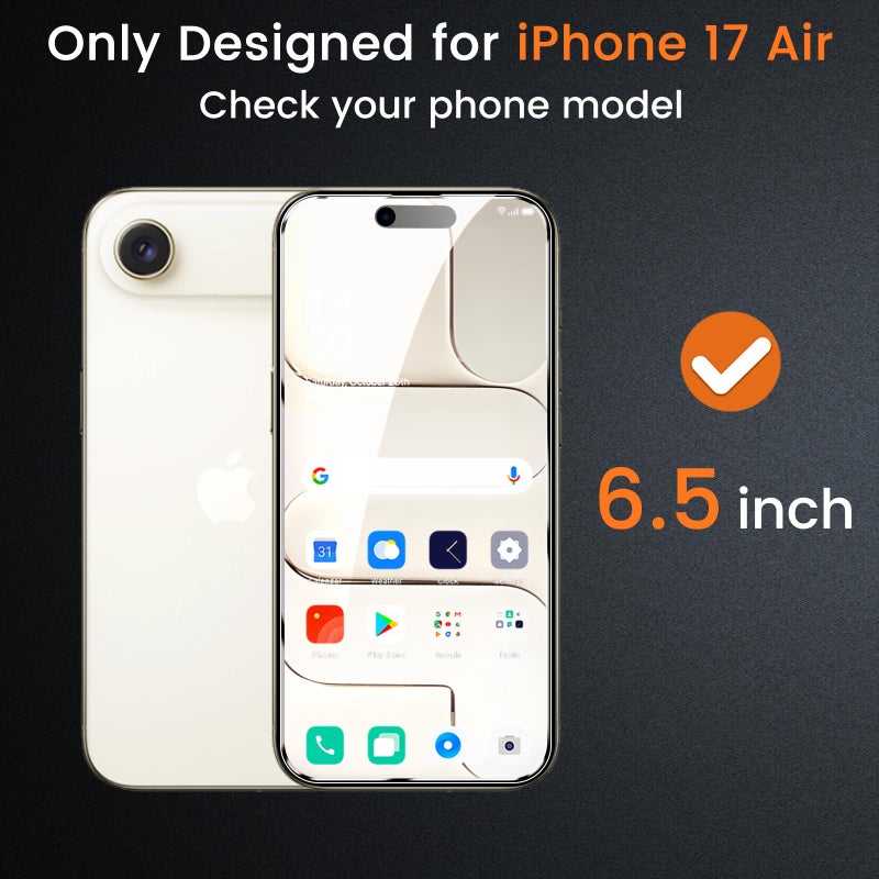 Lesakit 4 Pack Privacy Screen Protector for iPhone 17 Air 6.5-Inch with 4 Pack Camera Lens Protector, Anti Spy Tempered Glass Film 9H Hardness Bubble Free Case Friendly - Image 2