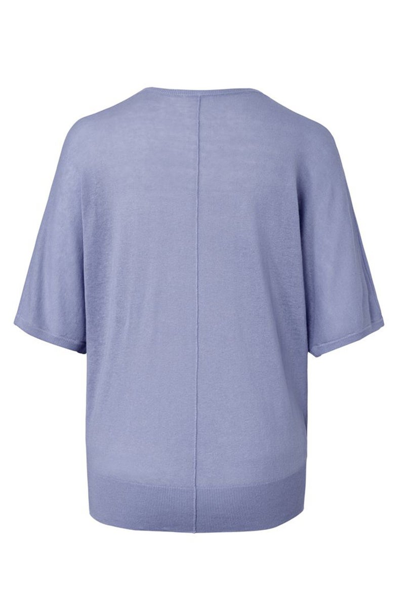 Tchibo Women Round Neck Short Sleeve Plain Top, Dusty Blue - Image 2