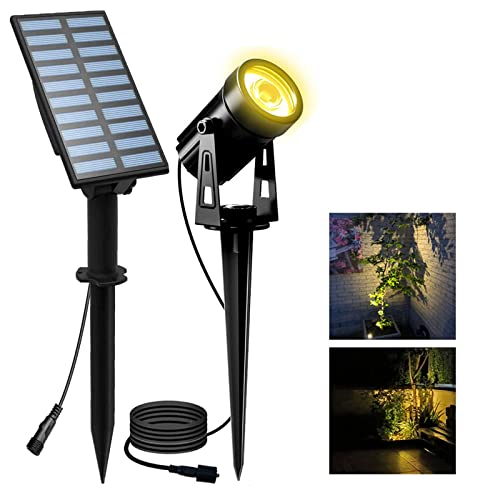 T-SUN Solar Spotlights Outdoor Waterproof, Solar Landscape Spotlights, Solar Powered Spot Lights for Trees, Flag, Garden, Pond, Pathway, Pool Area(Warm White) - Image 1