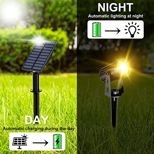 T-SUN Solar Spotlights Outdoor Waterproof, Solar Landscape Spotlights, Solar Powered Spot Lights for Trees, Flag, Garden, Pond, Pathway, Pool Area(Warm White) - Image 3