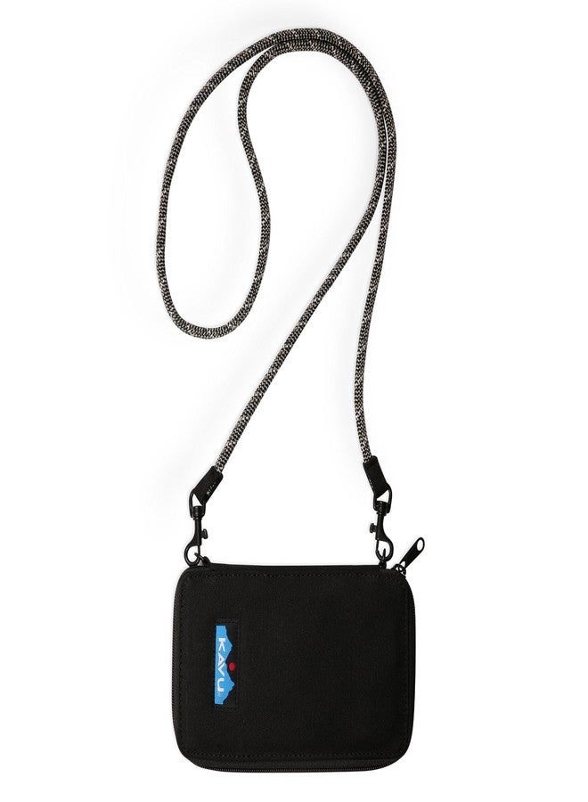KAVU Go Time Bi-Fold Crossbody Wallet with Rope Strap, Black - Image 1