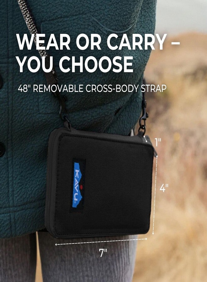 KAVU Go Time Bi-Fold Crossbody Wallet with Rope Strap, Black - Image 5