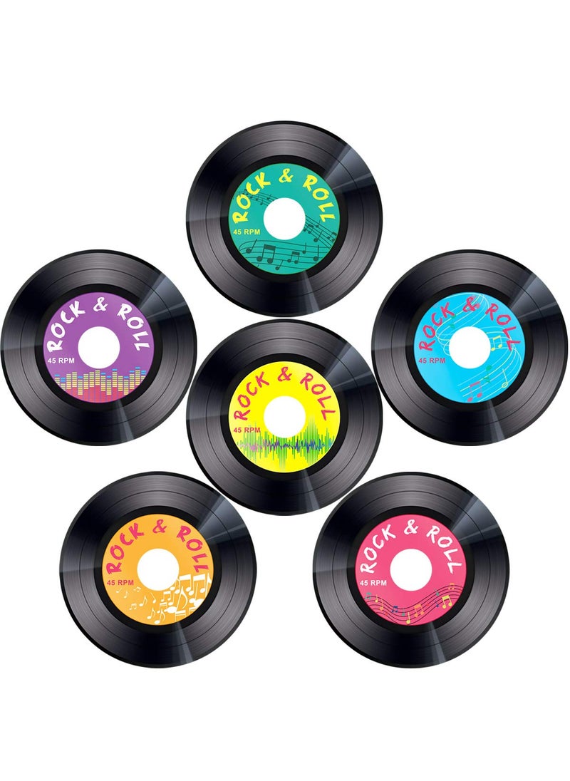 Fancy Land 30pcs Record Cutouts 1950s Rock and Roll Music Party Two Sided Decoration 7 Inches 