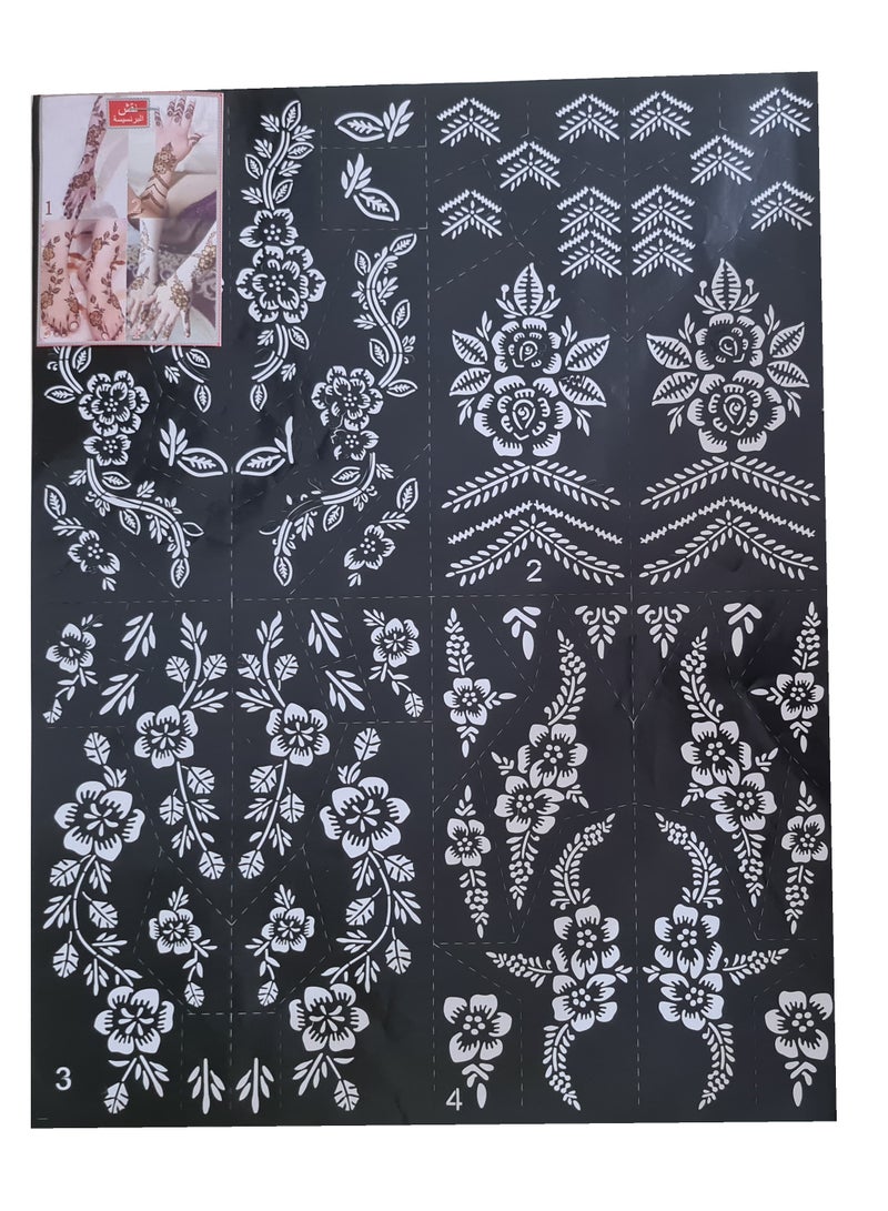 Set of 4 Henna Designs Large Size Mould Stickers for Hand and Feet - Image 2