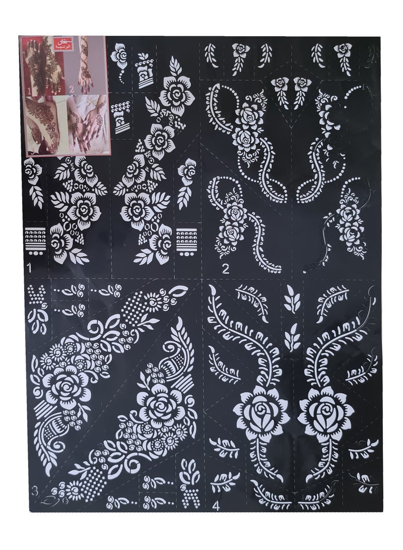 Set of 4 Henna Designs Large Size Mould Stickers for Hand and Feet - Image 3