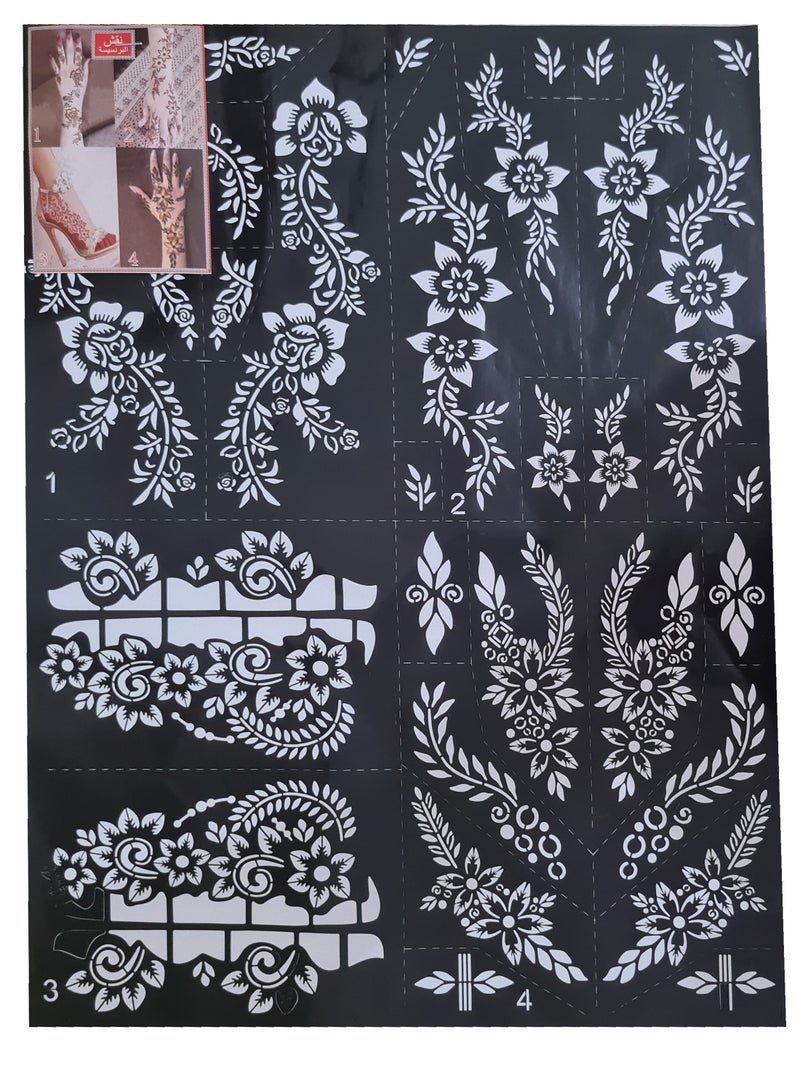 Set of 4 Henna Designs Large Size Mould Stickers for Hand and Feet - Image 4