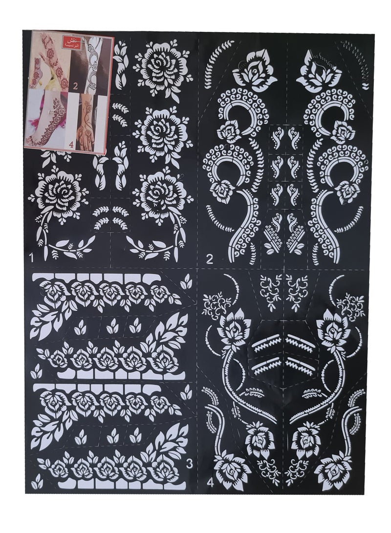 Set of 4 Henna Designs Large Size Mould Stickers for Hand and Feet - Image 5