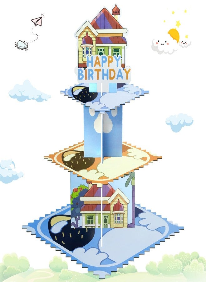 Lukinuo Blue Dog Birthday Party Cake Stand 3 Tier Blue Dog Theme Cupcake Stand Dessert Tower Holder for Baby Shower Birthday Cake Table Dessert Tower Decorations - Image 1
