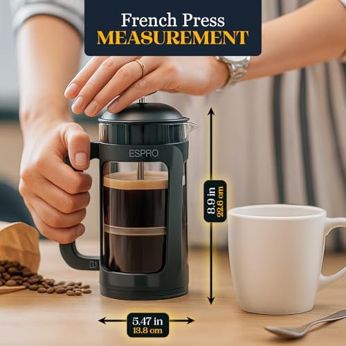 ESPRO P3 French Press Coffee Maker – Patented Double Micro-Filter for Grit-Free Brew, Heat Resistant thicker Borosilicate Glass Coffee press – (18 oz) - Image 4