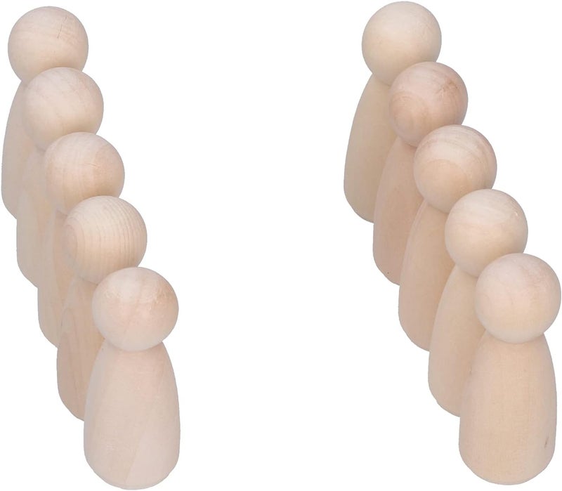 HEEPDD 10 Pcs Wooden Peg Dolls, Unfinished Doll Bodies, Polished Hardwood Figures for Arts and Crafts, Home Decoration, Educational Toys Daily Necessities (Female Puppet) - Image 4