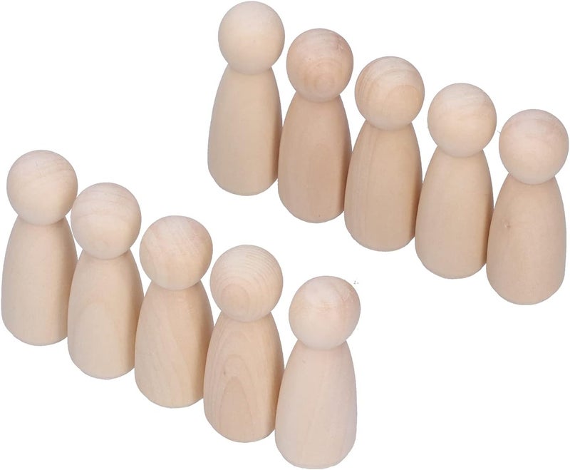 HEEPDD 10 Pcs Wooden Peg Dolls, Unfinished Doll Bodies, Polished Hardwood Figures for Arts and Crafts, Home Decoration, Educational Toys Daily Necessities (Female Puppet) - Image 1