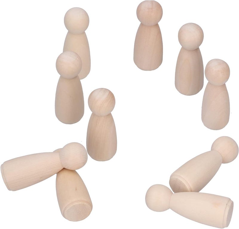 HEEPDD 10 Pcs Wooden Peg Dolls, Unfinished Doll Bodies, Polished Hardwood Figures for Arts and Crafts, Home Decoration, Educational Toys Daily Necessities (Female Puppet) - Image 5