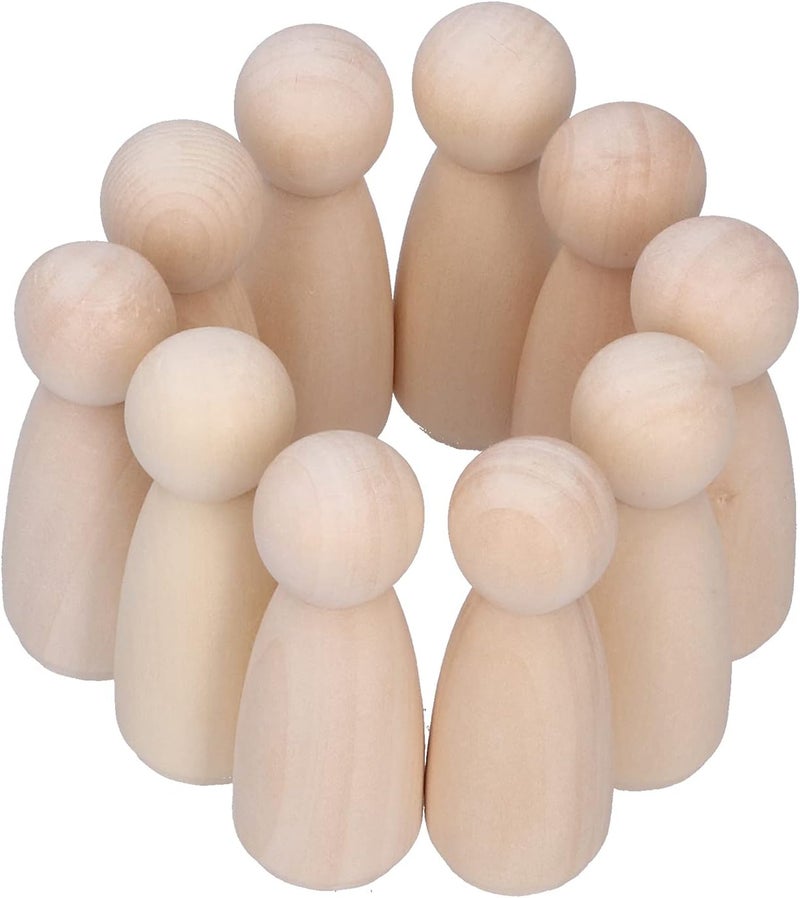 HEEPDD 10 Pcs Wooden Peg Dolls, Unfinished Doll Bodies, Polished Hardwood Figures for Arts and Crafts, Home Decoration, Educational Toys Daily Necessities (Female Puppet) - Image 2