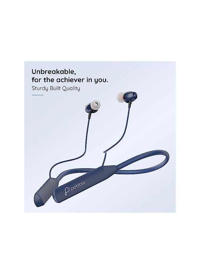 Pebble - Buzz Touch Bluetooth In Ear Neckband 15 Hours Playtime Fast Charging Voice Assistant Ultra Low Latency Tws Earphones Bletooth 5.0 Blue - Image 1