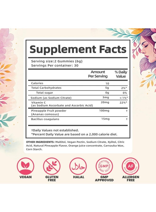 Premium Feminine Balance Gummies - Chewable Supplement for Women - Supports Vaginal Wellness, Immune & Digestive Function - Rich in Vitamin C & Probiotics - Resealable Pouch Travel Friendly - 60count - Image 4