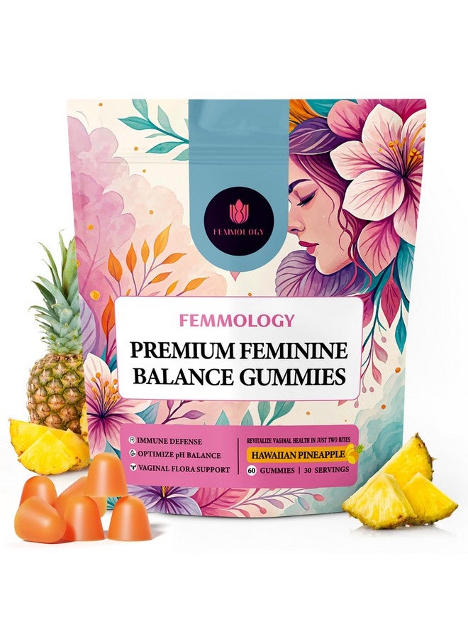 Premium Feminine Balance Gummies - Chewable Supplement for Women - Supports Vaginal Wellness, Immune & Digestive Function - Rich in Vitamin C & Probiotics - Resealable Pouch Travel Friendly - 60count - Image 1