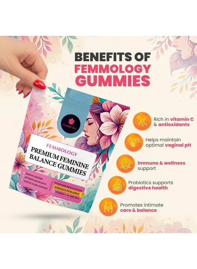 Premium Feminine Balance Gummies - Chewable Supplement for Women - Supports Vaginal Wellness, Immune & Digestive Function - Rich in Vitamin C & Probiotics - Resealable Pouch Travel Friendly - 60count - Image 5
