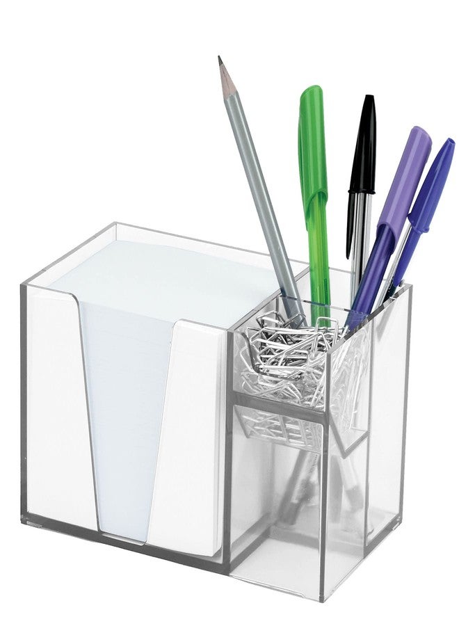 Acrimet Desktop Organizer Pencil, Pen, Paper, Clip, Caddy Holder (Plastic) (White Paper Included) (Clear Crystal Color) - Image 1
