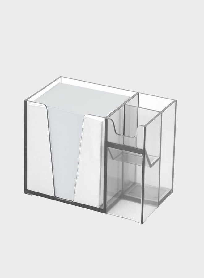 Acrimet Desktop Organizer Pencil, Pen, Paper, Clip, Caddy Holder (Plastic) (White Paper Included) (Clear Crystal Color) - Image 2